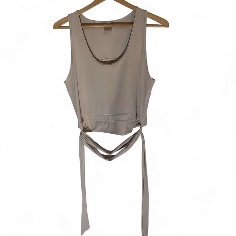 F3- Calia Tan Tie-Front Crop athletic  Top